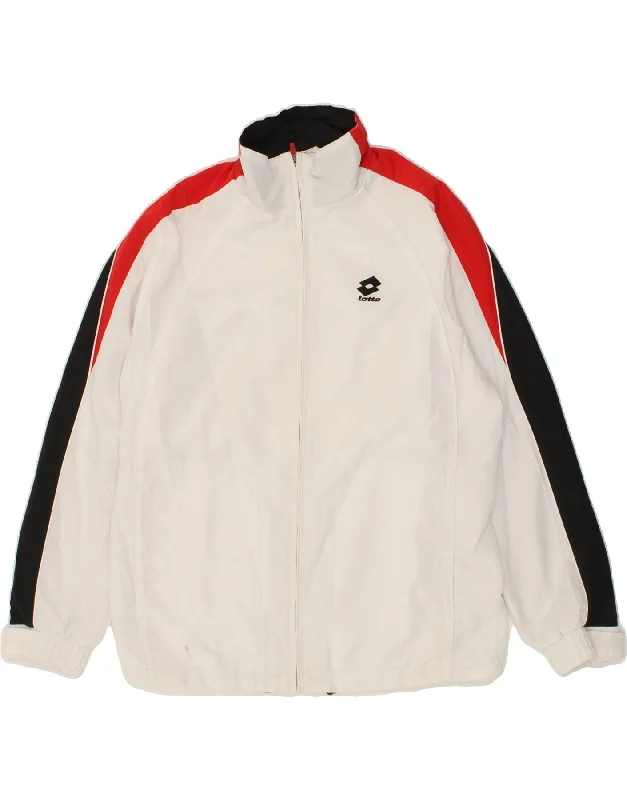 men's outdoor waterproof jackets -LOTTO Mens Windbreaker Jacket UK 38 Medium White Colourblock Polyester