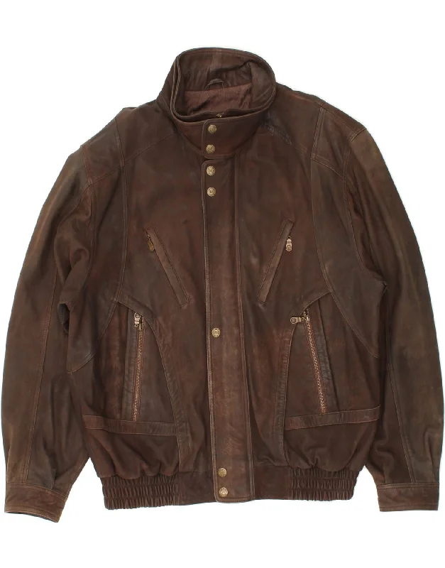 men's biker jackets -MADDOX Mens Leather Jacket IT 56 3XL Brown Leather