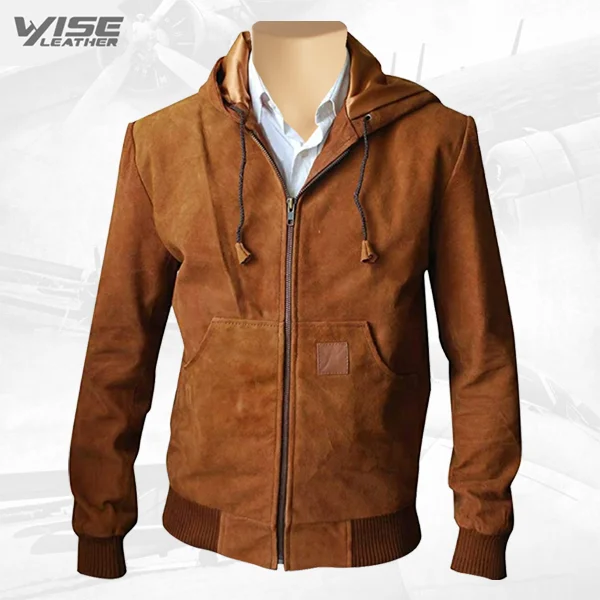 Marek Tan Suede Leather Hoodie