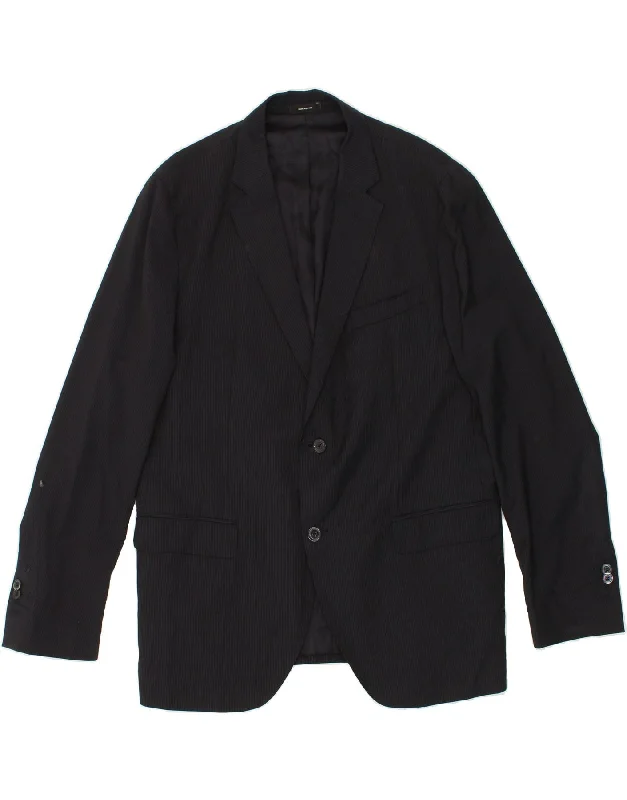 puffer jackets for men -MASSIMO DUTTI Mens 2 Button Blazer Jacket EU 56 XL Navy Blue Pinstripe