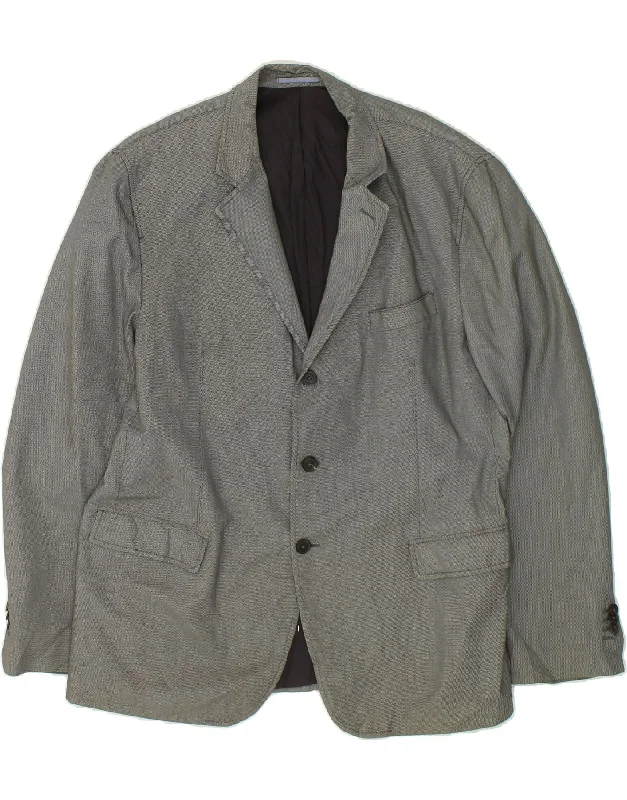 men's army-style jackets -MASSIMO DUTTI Mens 3 Button Blazer Jacket EU 48 Medium Grey Cotton