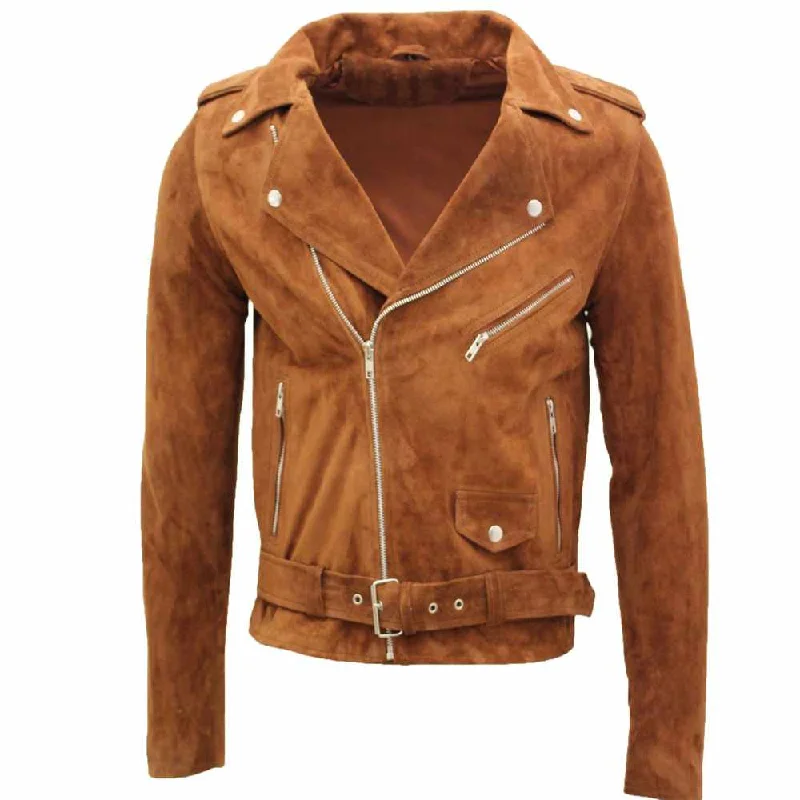 men's casual leather jackets -Men Native American Suede Leather Motorcycle Fashion Jacket