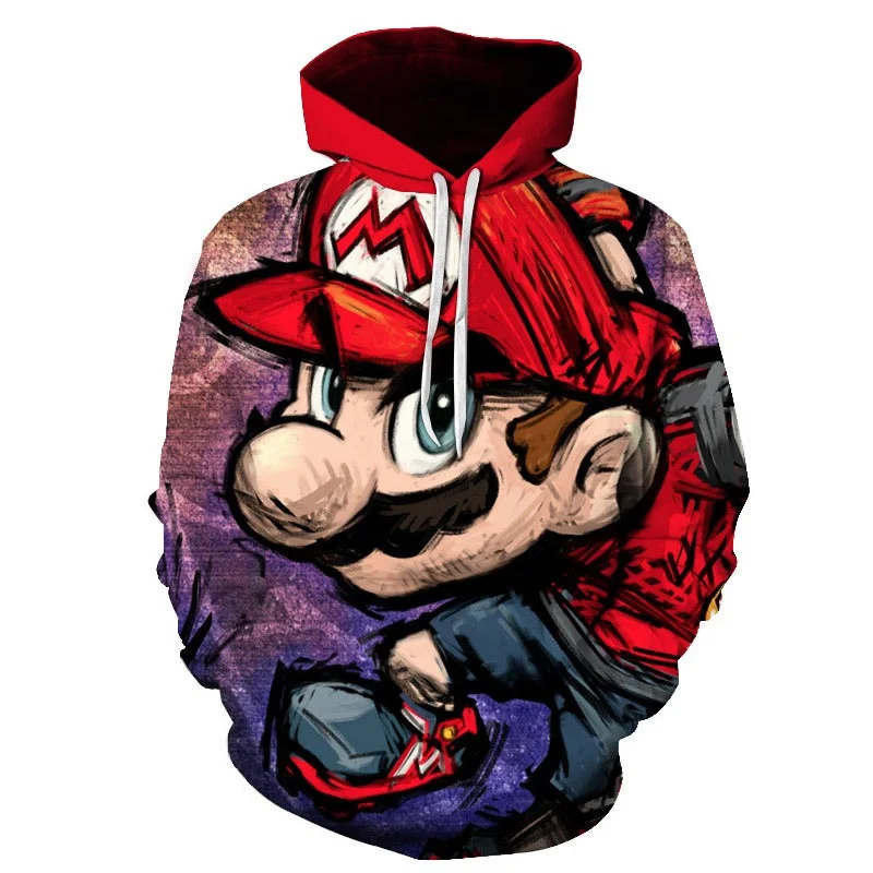 Super Mario Bros Printed Hoodie Pullover Autumn hip-hop Coat Sweatshirt Jumper | w17747