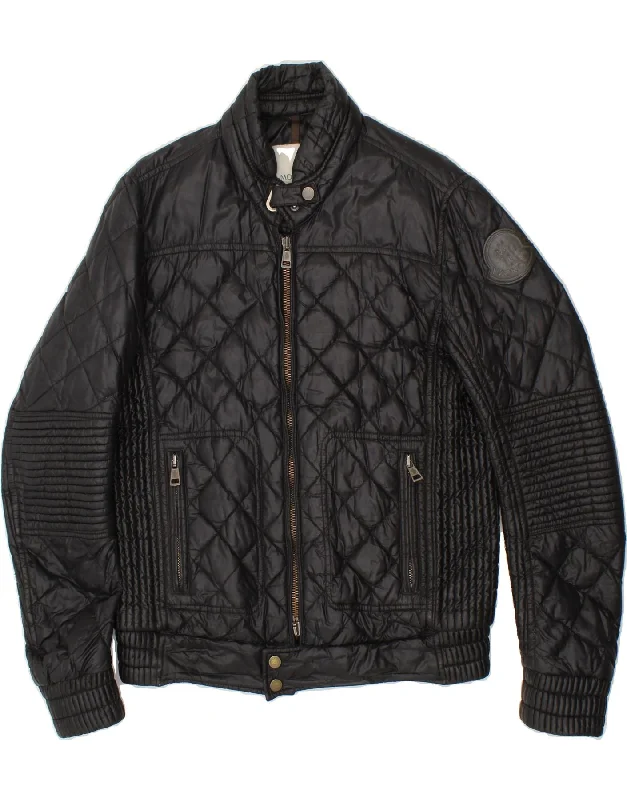 men's hooded jackets -MONCLER Mens Quilted Jacket Size 3 Large Black Polyester