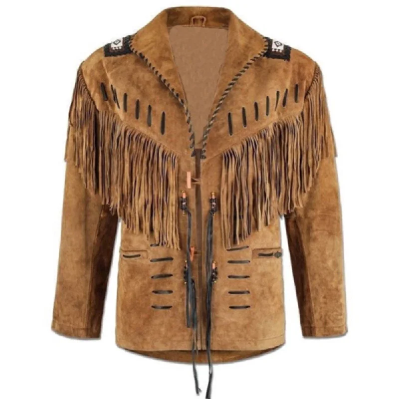 varsity jackets for men -Native American Western Leather Jacket