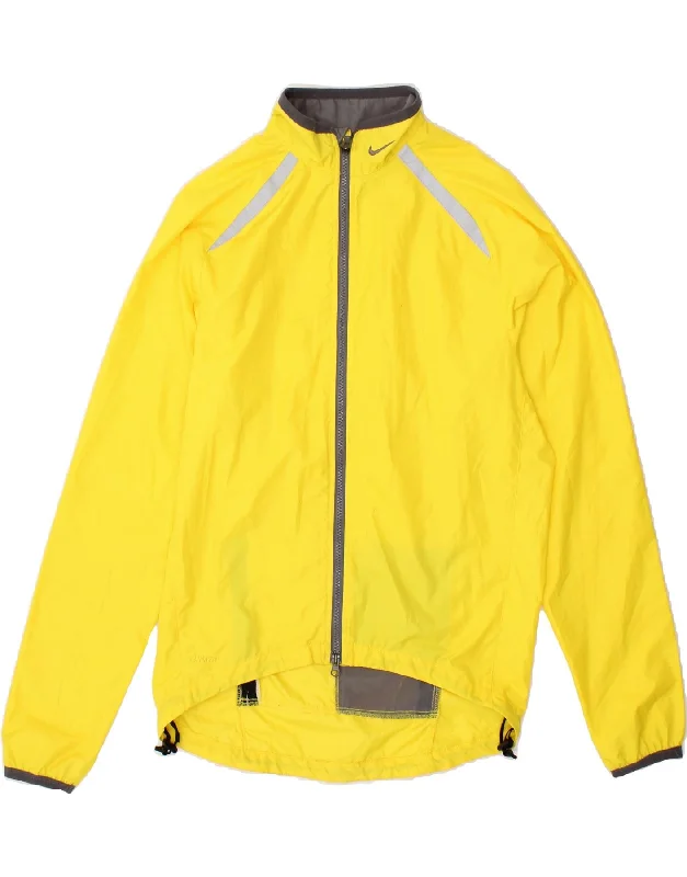 men's leather jackets -men's hoodies for winter -NIKE Mens Clima-fit Rain Jacket UK 39/41 Medium Yellow Nylon