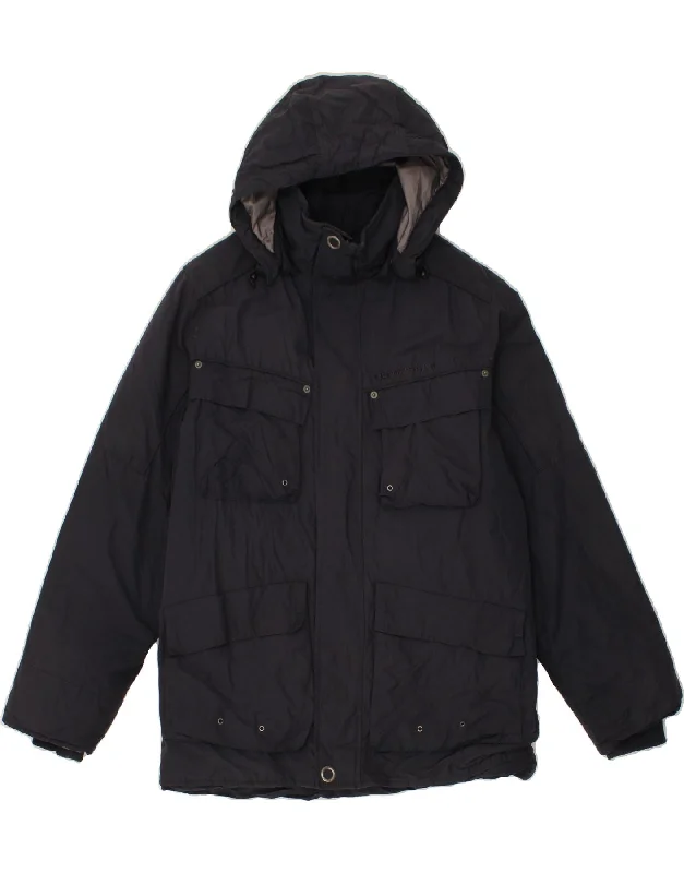 men's plaid jackets -NORTH SAILS Mens Hooded Padded Jacket UK 38 Medium Navy Blue Cotton