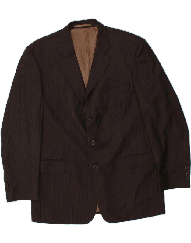 men's stylish jackets -PIERRE CARDIN Mens 3 Button Blazer Jacket IT 52 XL Brown Wool