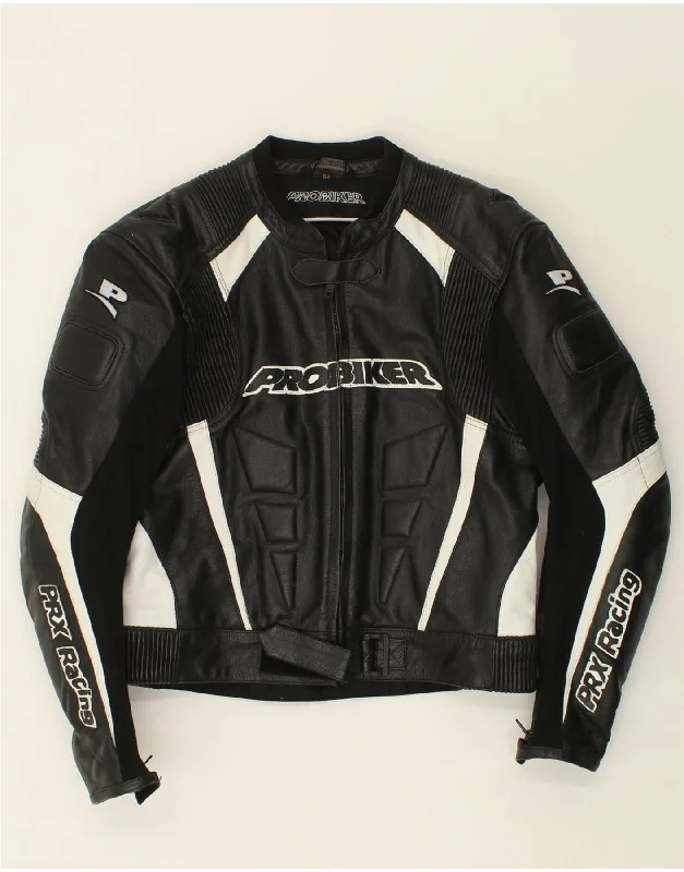 men's winter coats and jackets -PROBIKER Mens Graphic Racer Jacket IT 52 XL Black Colourblock Leather