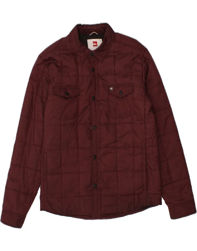 men's double-breasted blazers -men's crewneck hoodies -QUIKSILVER Mens Quilted Jacket UK 38 Medium Maroon Polyester