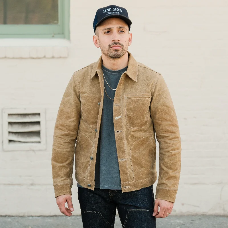 fleece-lined bomber jackets for men -Rogue Territory Waxed Ridgeline Supply Jacket Tan