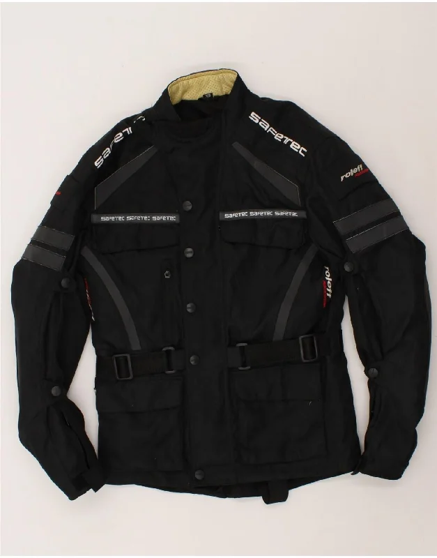 men's insulated jackets -ROLEFF Mens Graphic Racer Jacket UK 34 XS Black Polyester