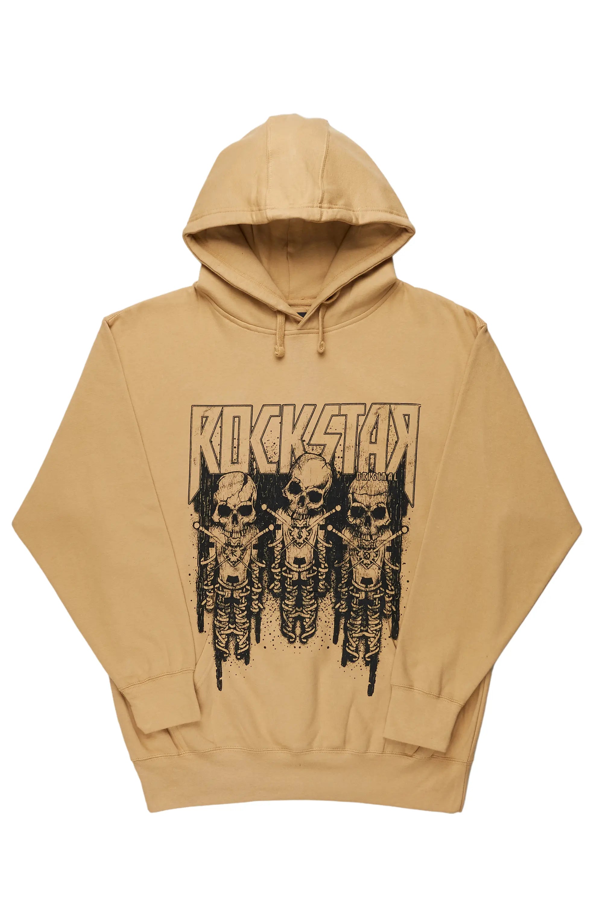 men's heavy-duty hoodies -Sabbath Beige Graphic Printed Hoodie