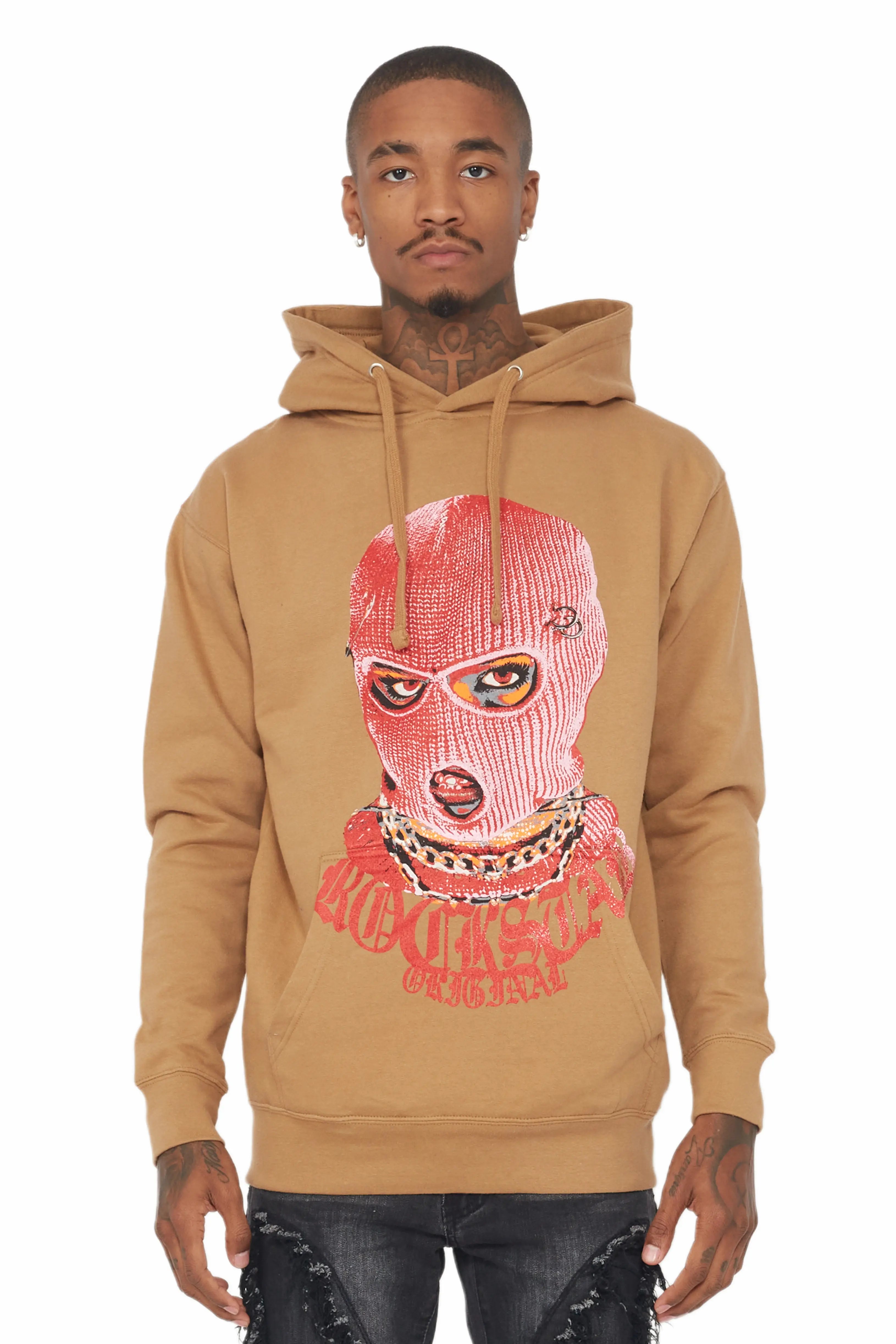 casual sweatshirts for men -Murdra Beige Graphic Hoodie