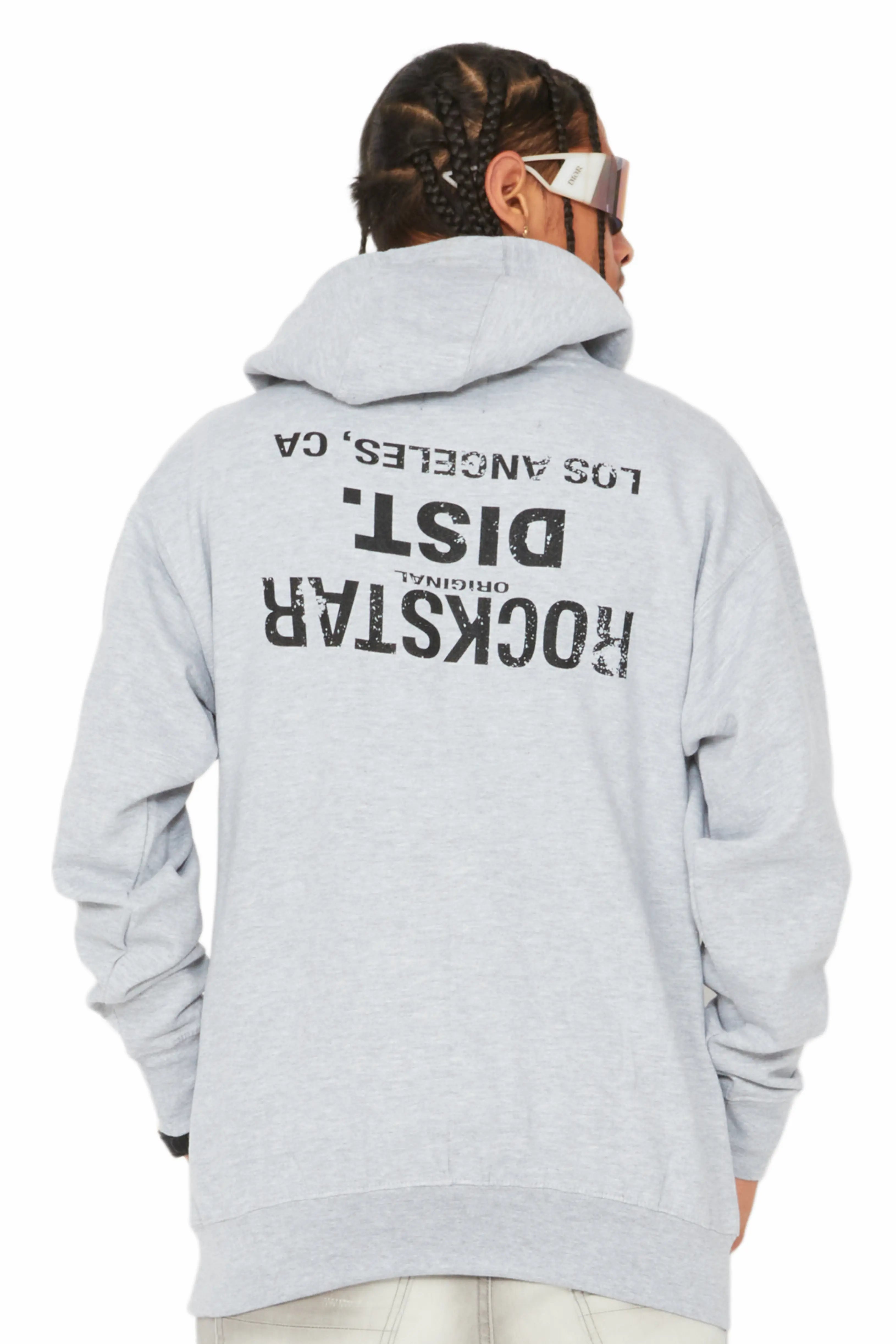 premium hoodies for men -Martson Heather Grey Graphic Hoodie