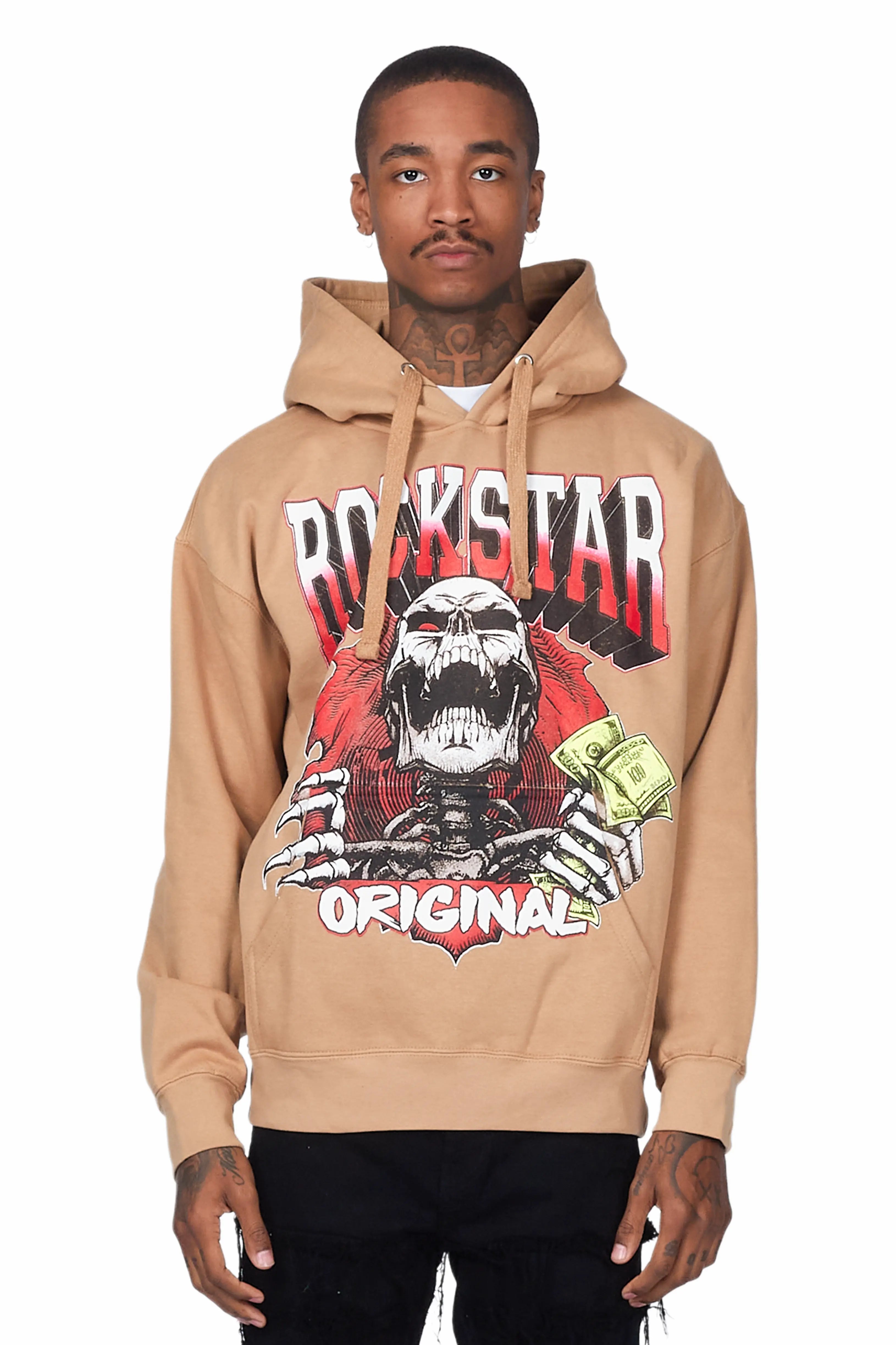 sports sweatshirts for men -Zytron Beige Graphic Hoodie