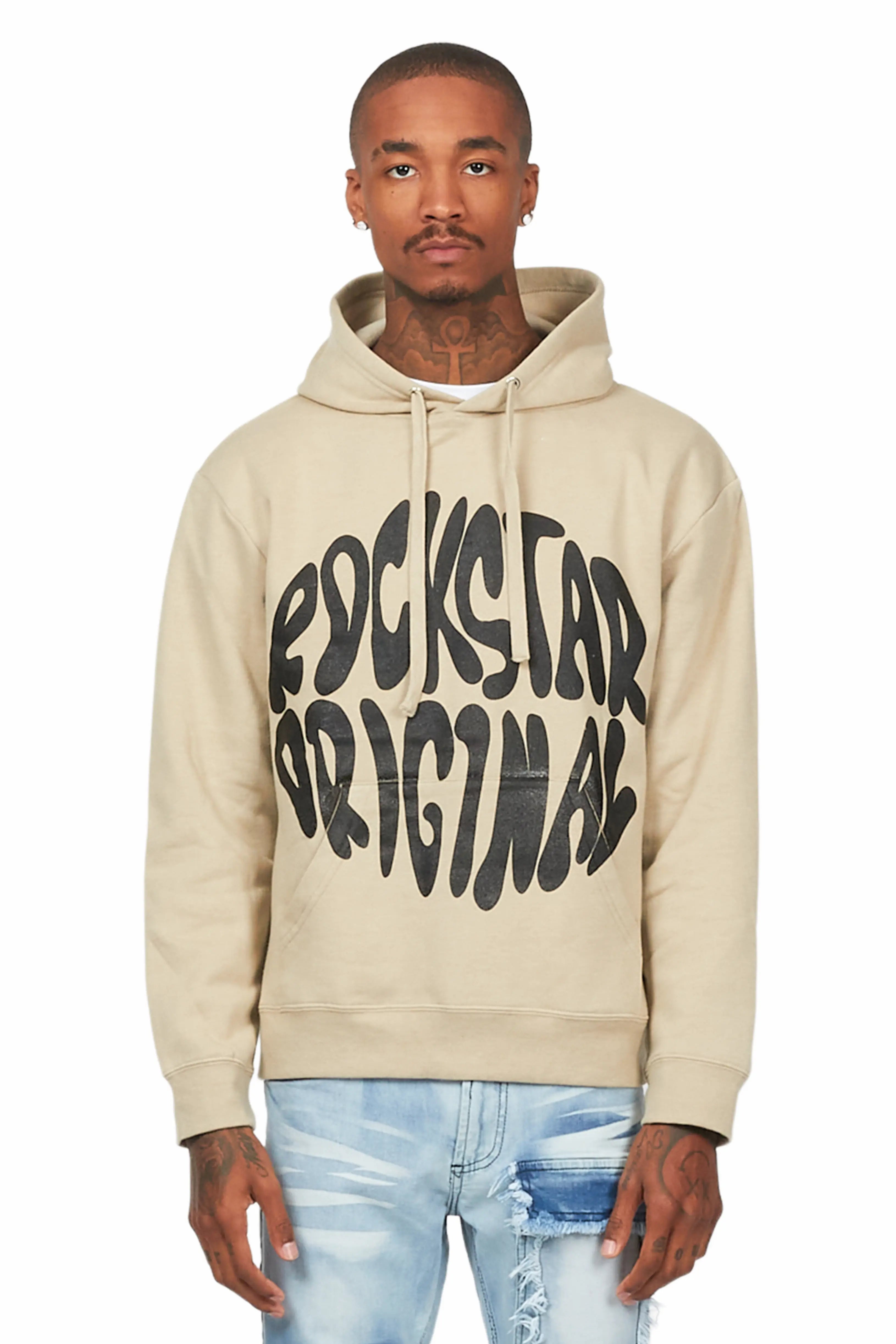 custom sweatshirts for men -Thierry Beige Graphic Hoodie