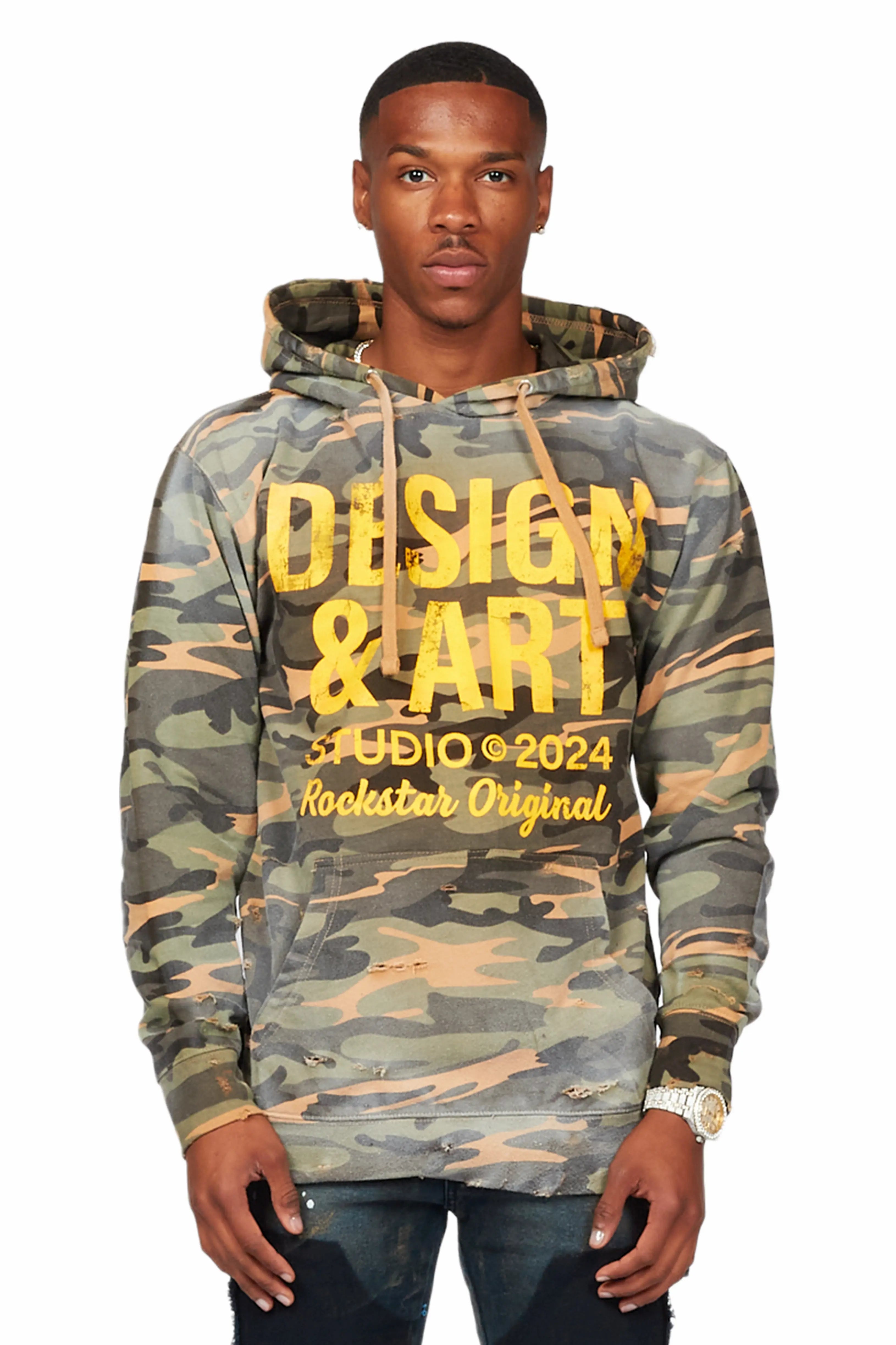 hoodies with slogans for men -Zack Green Camo Graphic Hoodie