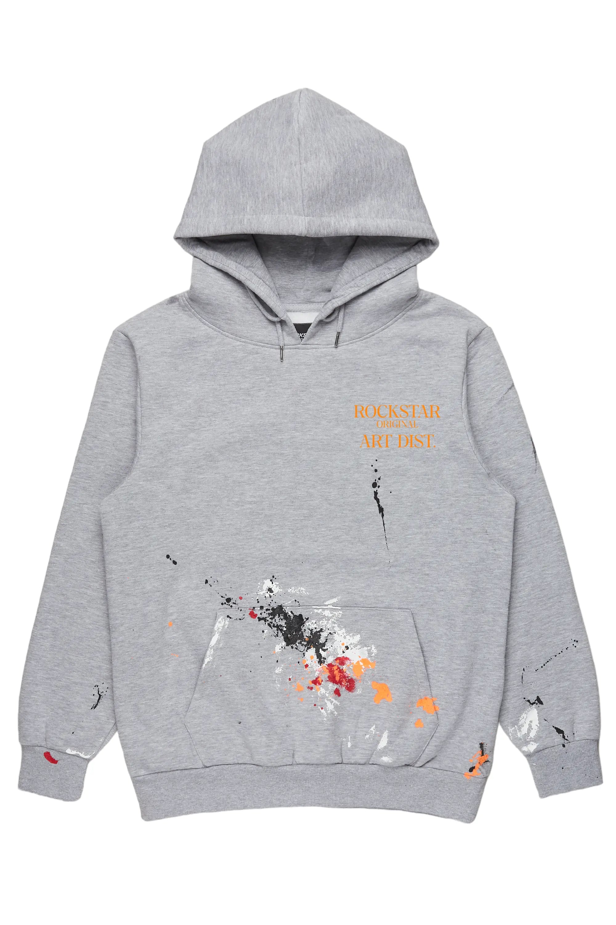 men's sweatshirts with designs -Darin Heather Grey Graphic Hoodie