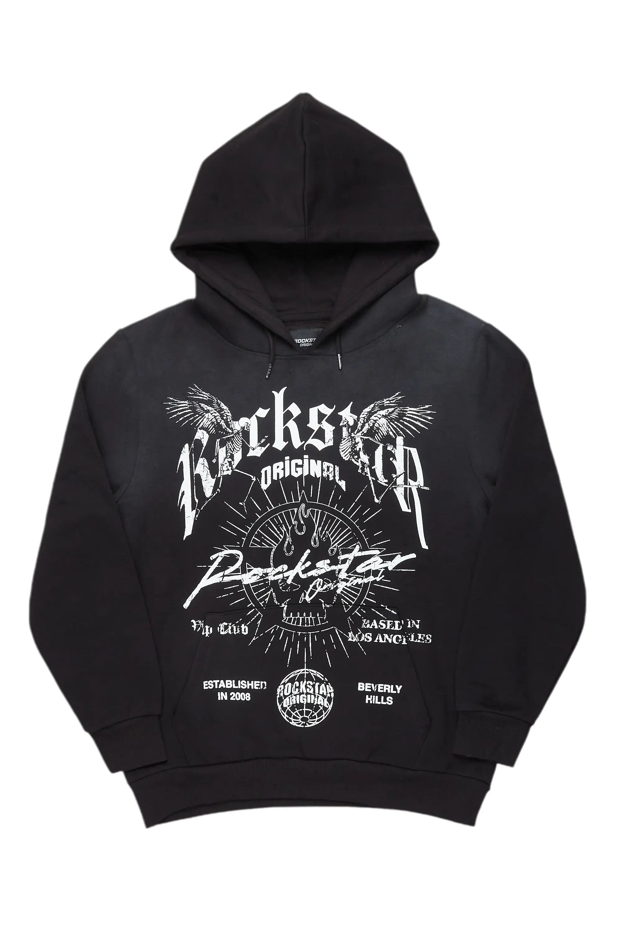 vintage-style hoodies for men -Tally Black Graphic Hoodie