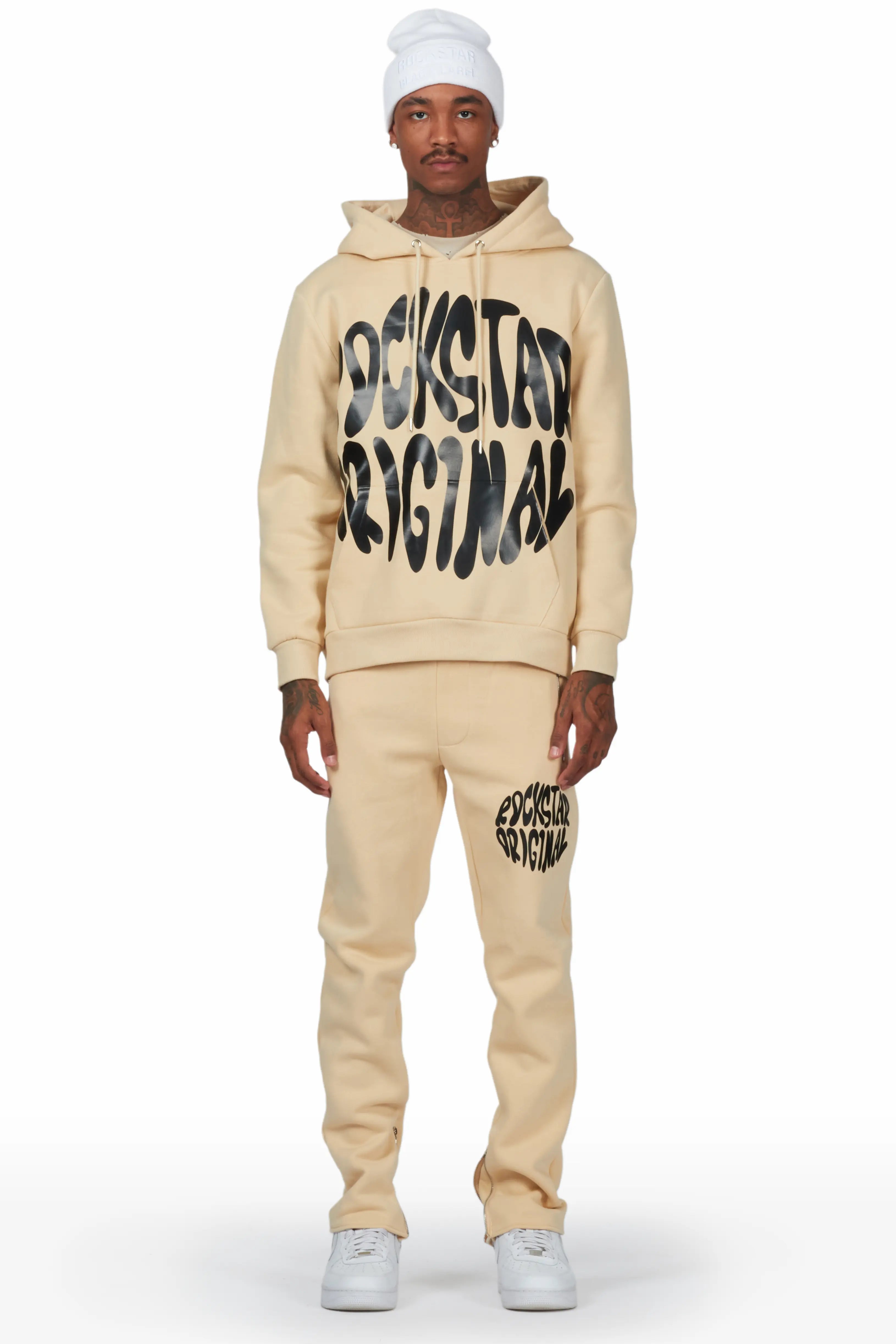 Thierry Beige Hoodie Slim Fit Track Set