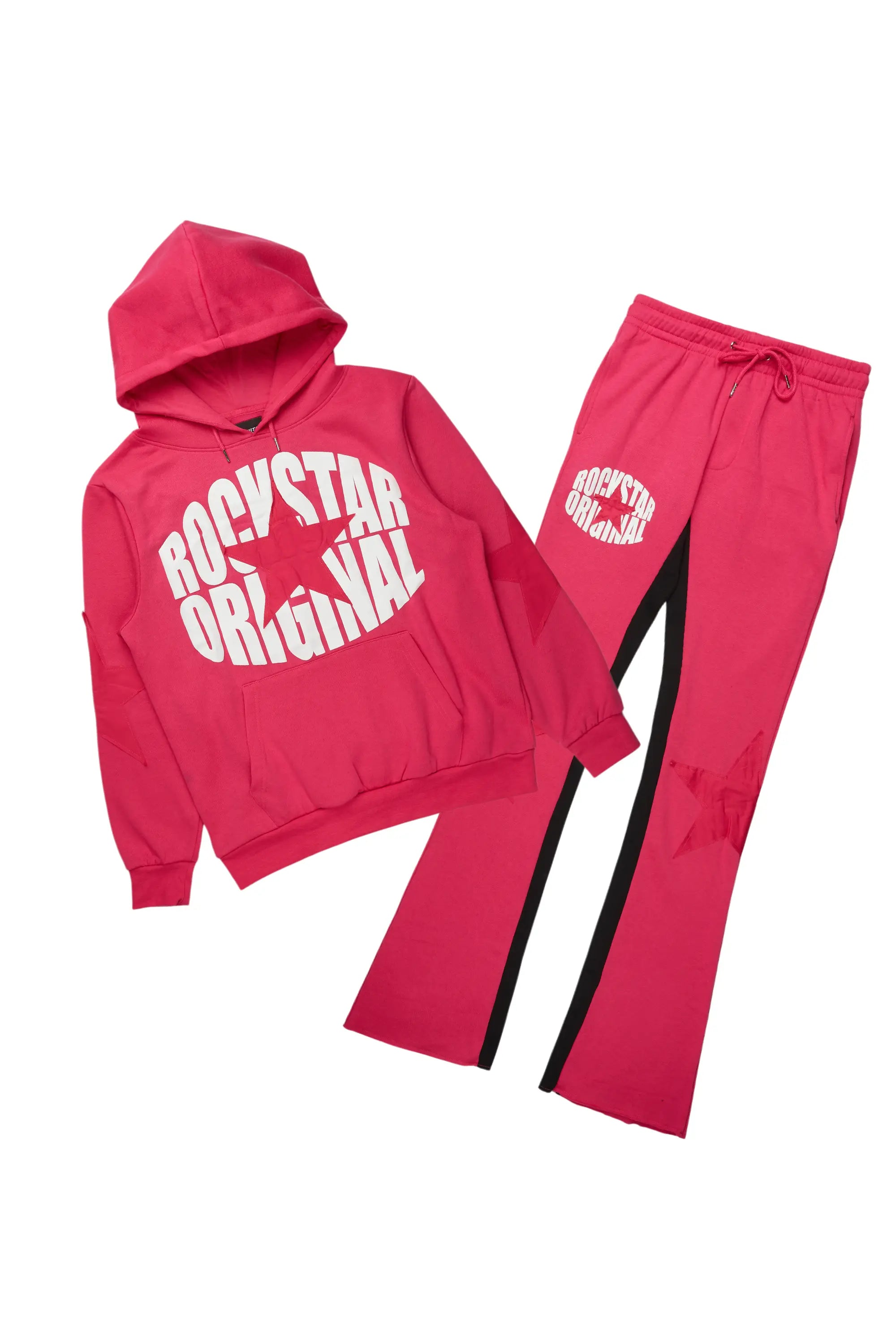 States Fuchsia Baggy Stacked Hoodie Track Set