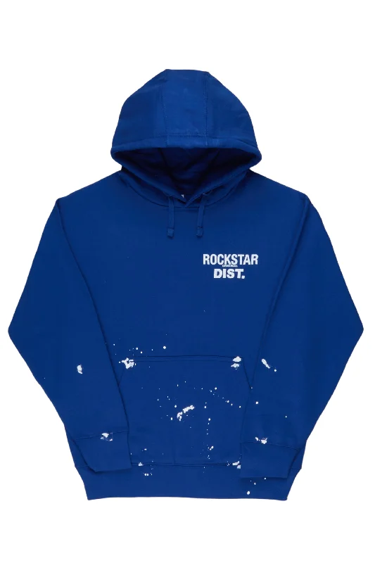 men's logo sweatshirts -Nylia Royal Blue Oversized Hoodie