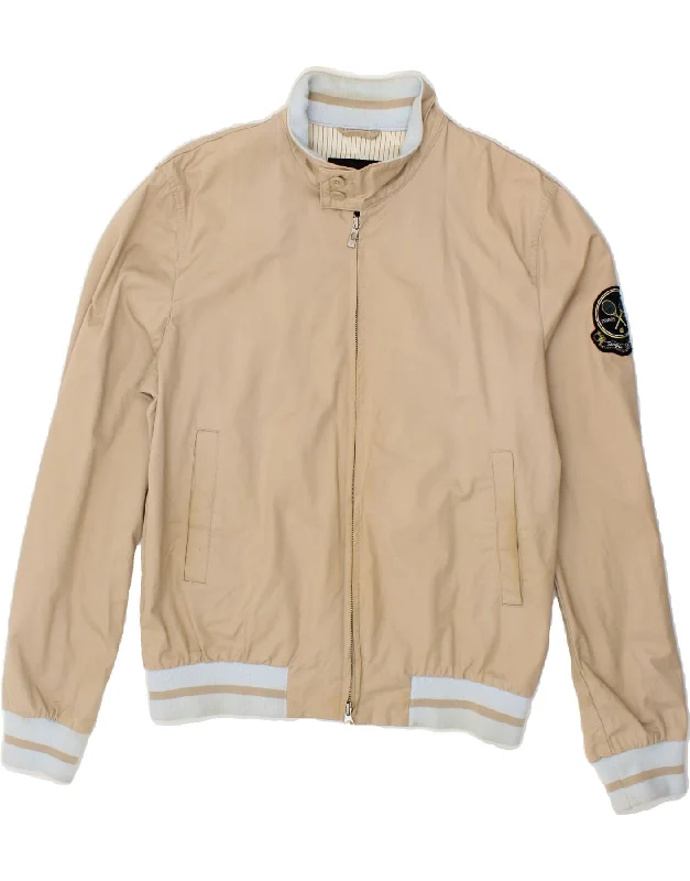 men's waterproof trench coats -vintage-style hoodies for men -SERGIO TACCHINI Mens Graphic Bomber Jacket IT 50 Large Beige Cotton