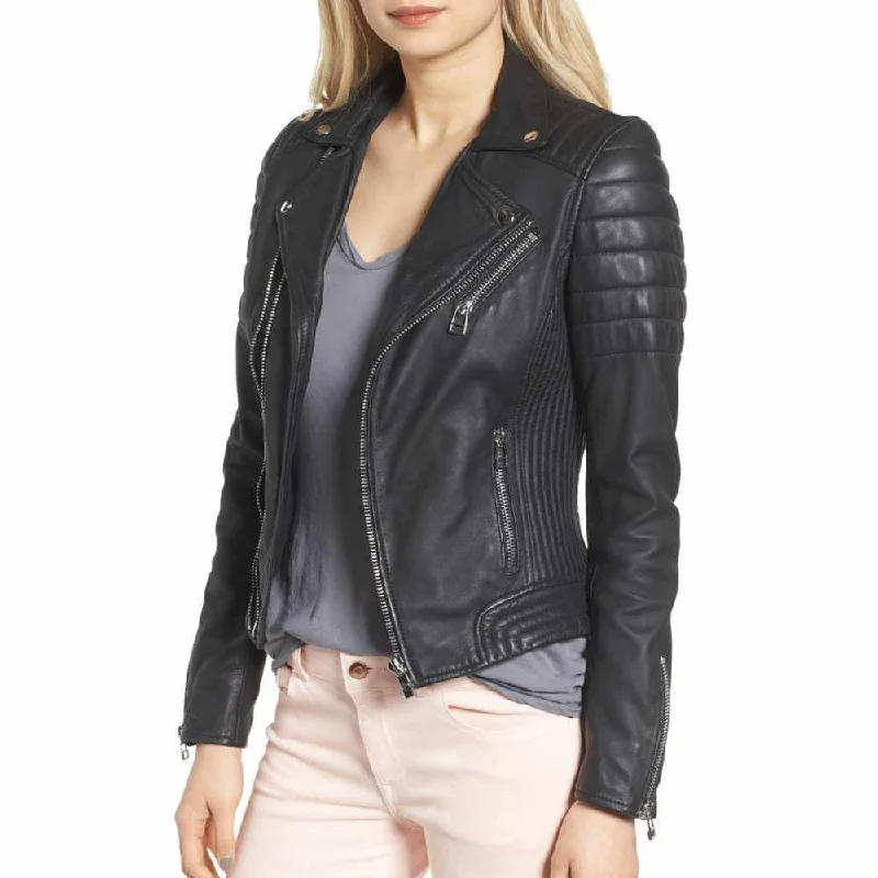 men's winter jackets -Women Slim Fit Motorcycle Leather Jacket