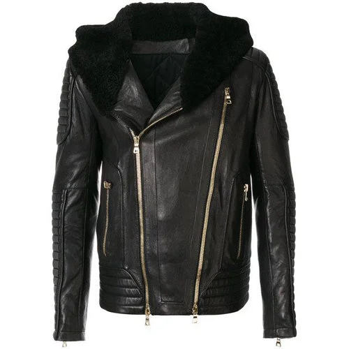 Sundown Biker jacket with fur hoodie