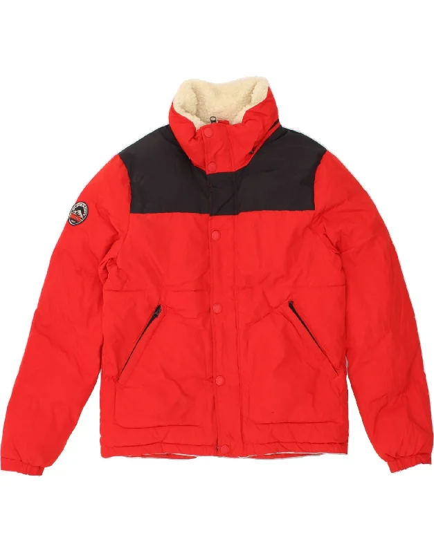 men's fleece jackets -men's fleece sweatshirts -SUPERDRY Mens Padded Jacket UK 42 XL Red Colourblock Polyester