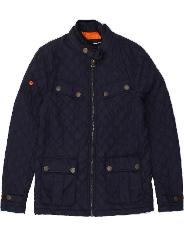 men's fleece jackets -men's fleece sweatshirts -SUPERDRY Mens Quilted Jacket UK 38 Medium Navy Blue Polyester