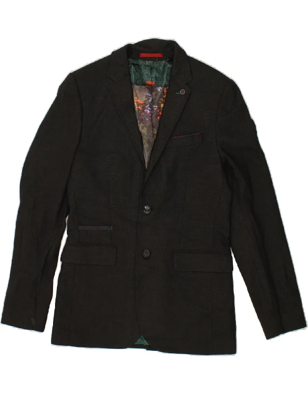 men's elegant jackets -TED BAKER Mens 2 Button Blazer Jacket Size 2 Small Black Polyester