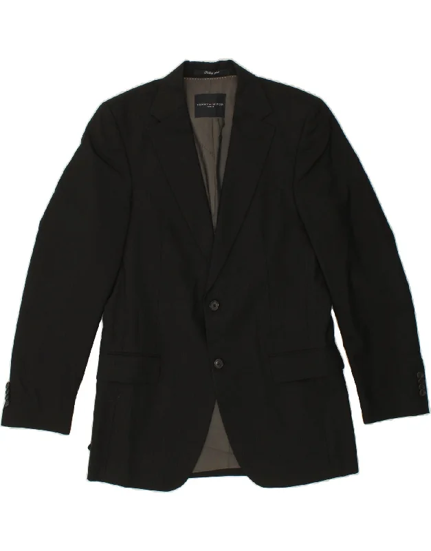 men's parka jackets for winter -TOMMY HILFIGER Mens 2 Button Blazer Jacket IT 46 Small Black Striped