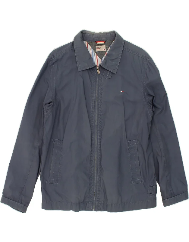 men's performance winter jackets -TOMMY HILFIGER Mens Bomber Jacket UK 40 Large Navy Blue Cotton