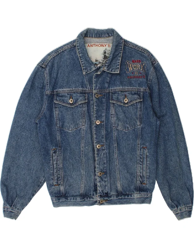 men's high-performance jackets -VINTAGE Mens Denim Jacket UK 38 Medium Blue