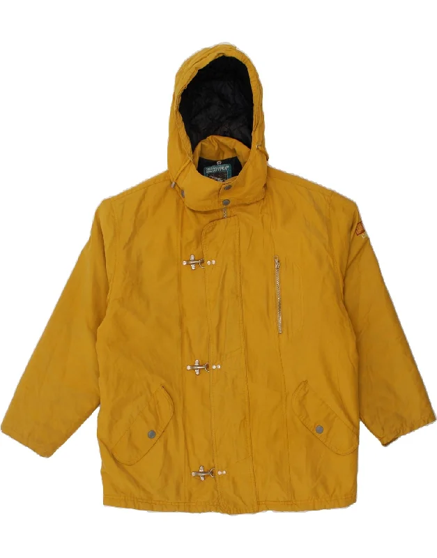 men's stylish jackets with zippers -oversized sweatshirts for men -VINTAGE Mens Hooded Windbreaker Jacket UK 38 Medium Yellow