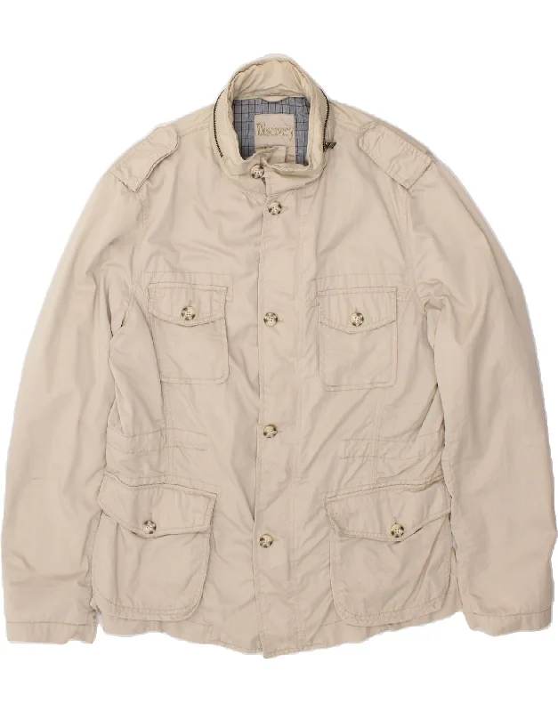 men's stylish puffer jackets -VINTAGE Mens Utility Jacket UK 44 2XL Off White Cotton