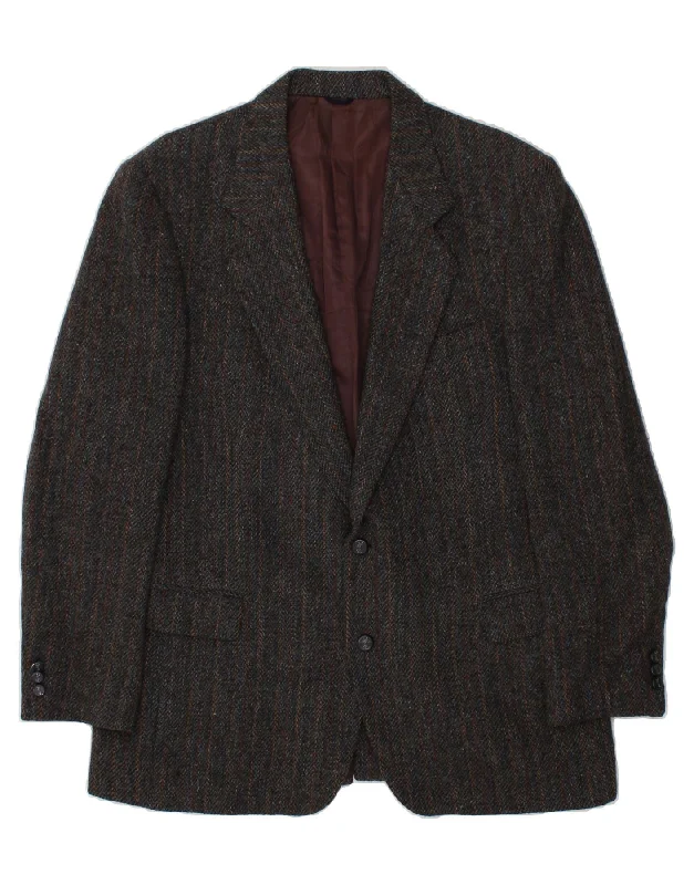 military-inspired jackets for men -YVES SAINT LAURENT Mens 2 Button Blazer Jacket IT 46 Small Grey Striped