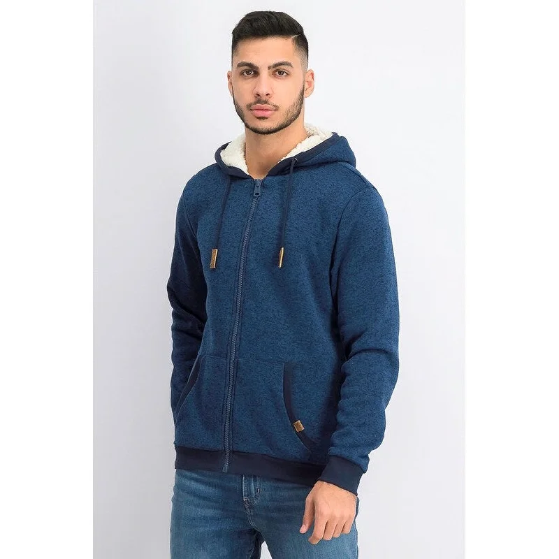 luxury hoodies for men -Buffalo David Bitton Men's Fortino Full-Zip Sherpa-Lined Hoodie Blue Size Small