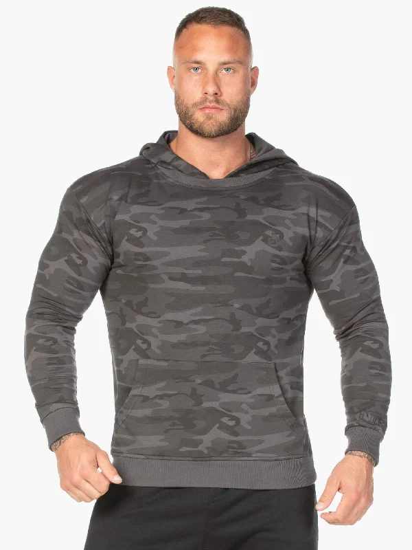 zip-up sweatshirts for men -Camo Pullover Hoodie - Black Camo