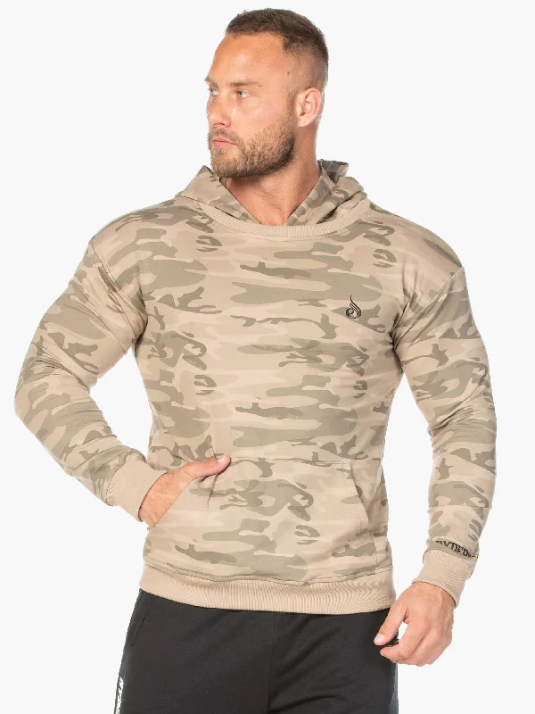 fashionable men's sweatshirts -Camo Pullover Hoodie - Tan Camo