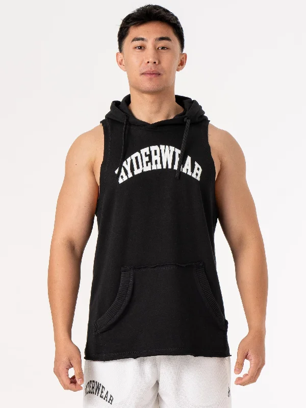 Collegiate Sleeveless Hoodie - Black