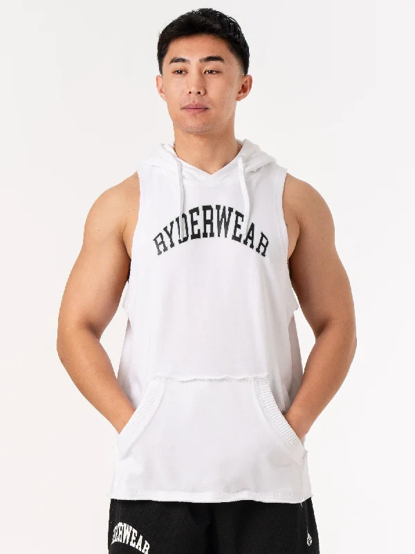 Collegiate Sleeveless Hoodie - White