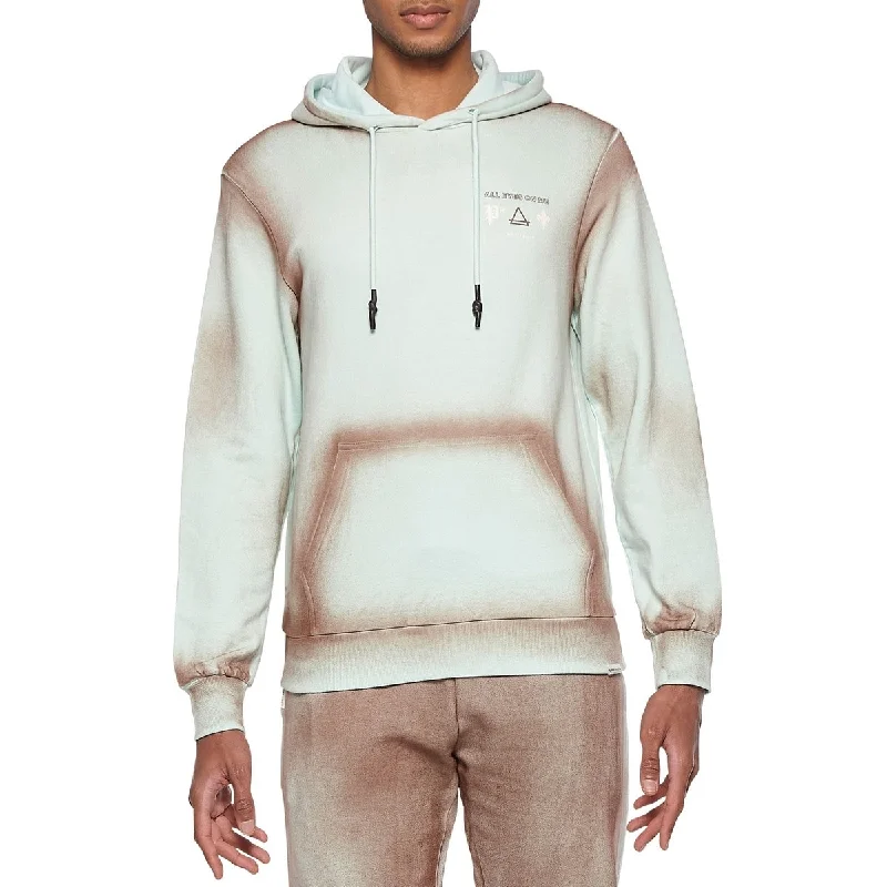 Elevenparis Men's Spray Paint Cotton Hoodie Brown Size X-Large