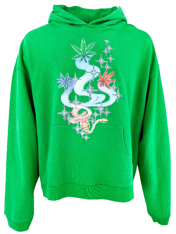 ERL Leaf and Pipe Print Hoodie in Green