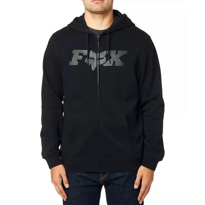 men's fleece-lined sweatshirts -Fox Men's Legacy Fleece Logo Zip Hoodie Black Size XX-Large