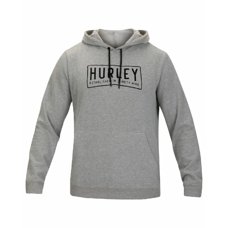 men's hoodies for layering -Hurley Men's Devon Logo Hoodie Gray Size Small