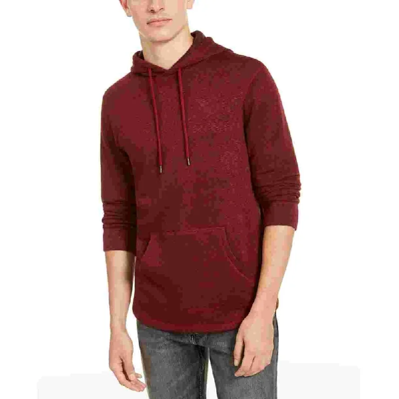 casual hoodies for men -Levi's Men's Cash Textured Fleece Hoodie Red Size Medium