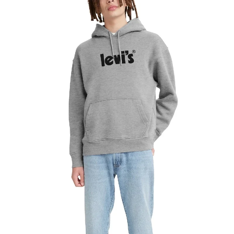 men's oversized sweatshirts -Levi's Men's Poster Graphic Logo Relaxed Fit Hoodie Gray Size XX-Large